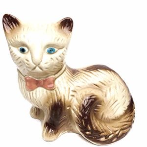 Vintage Red Bow Tie Ceramic Cat Figurine Brazil